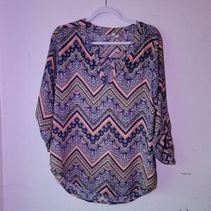 Vibrant Chevron Women's Blouse - Multicolor
